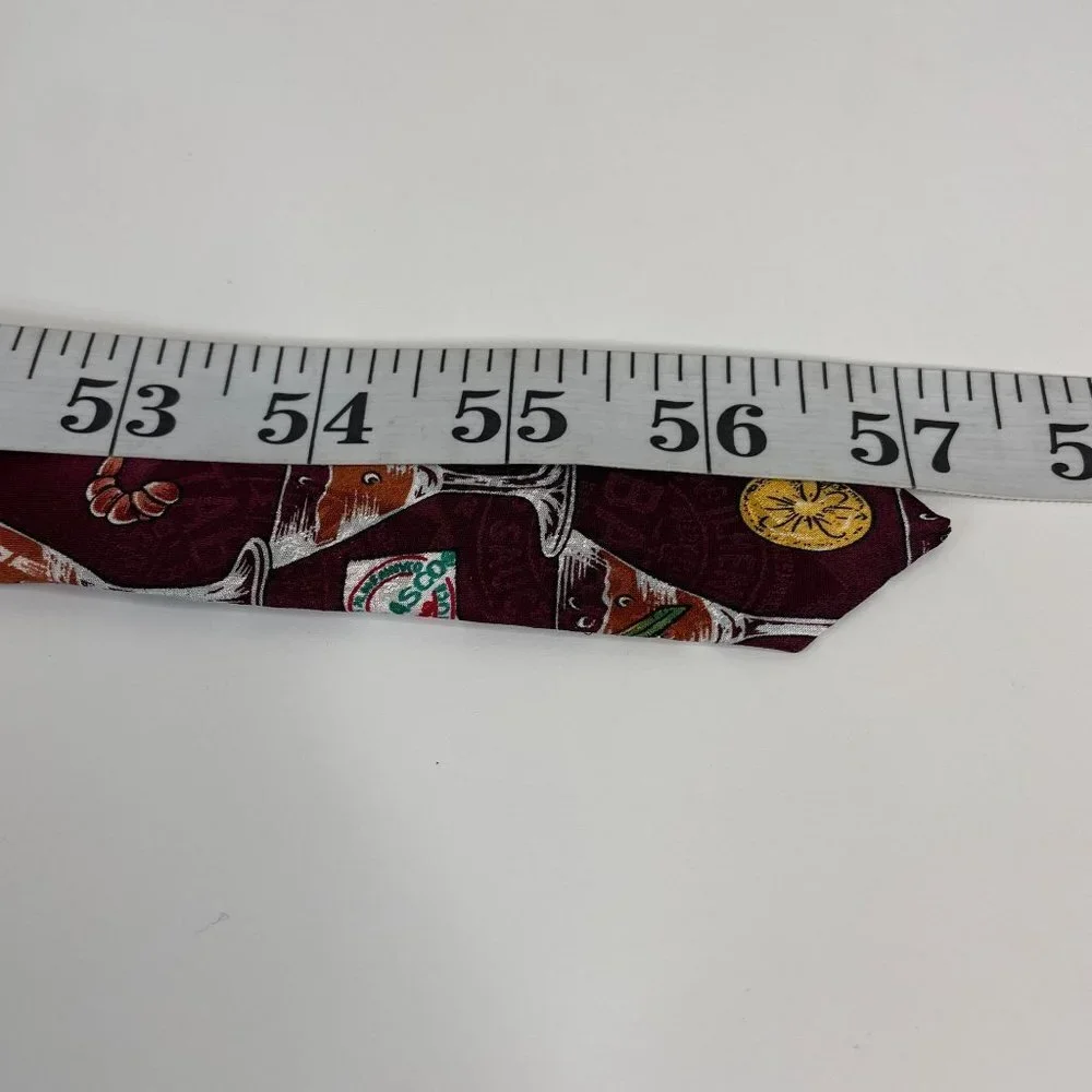 Tabasco Mens‎ SHRIMP COCKTAIL Necktie Imported Silk Burgundy USA Made